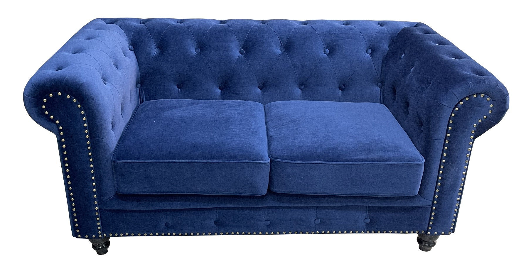 Sofá CHESTER PREMIUM, 2 lugares, tecido velvet azul navy
