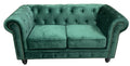 Sofá CHESTER PREMIUM, 2 lugares, tecido velvet esmeralda
