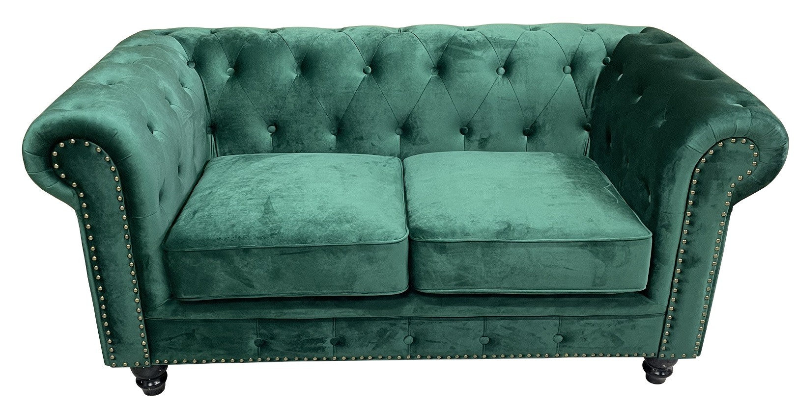 Sofá CHESTER PREMIUM, 2 lugares, tecido velvet esmeralda