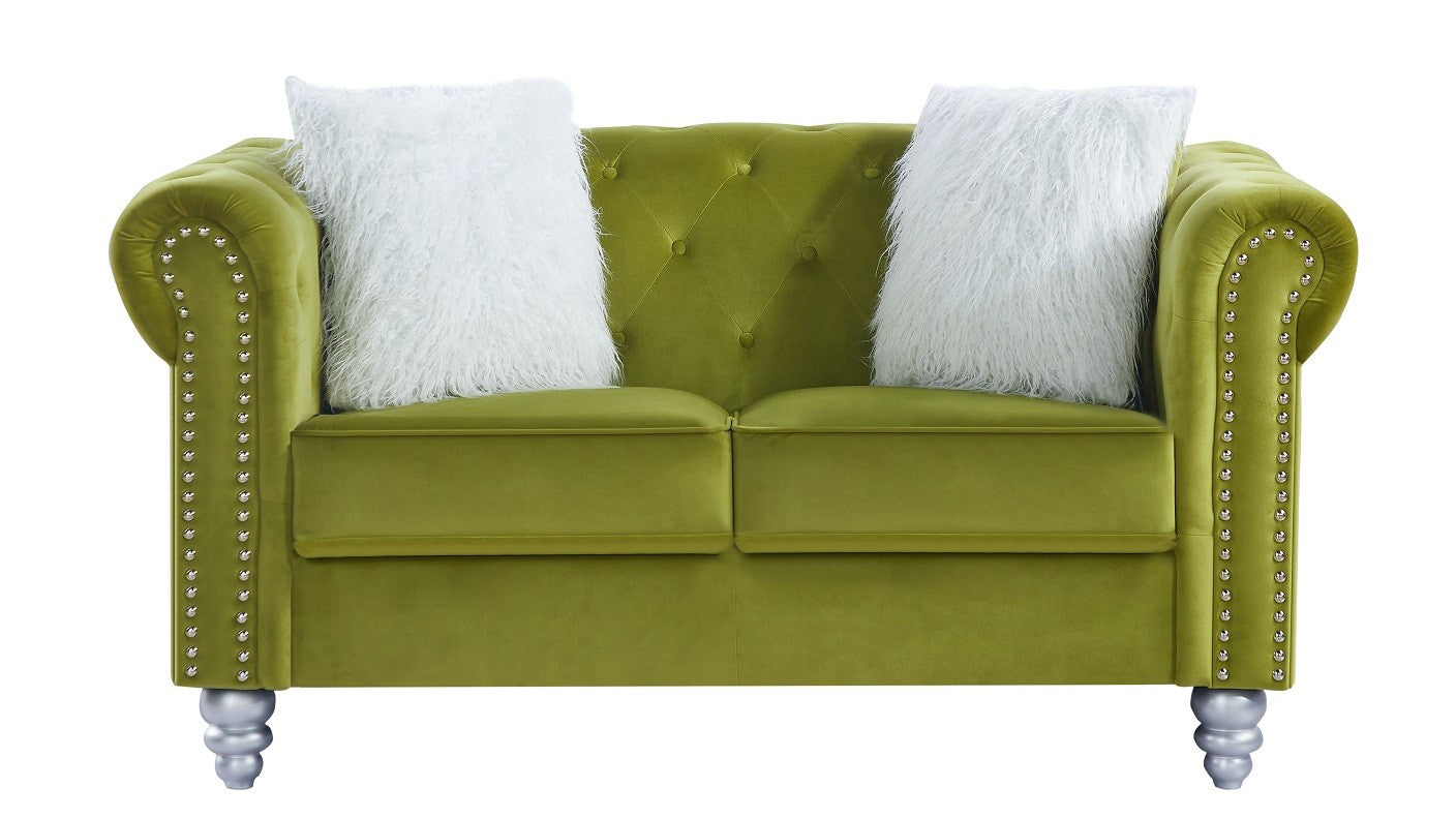 Sofá CHESTER STYLE, 2 lugares, tecido velvet verde 38