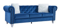 Sofá CHESTER STYLE, 3 lugares, tecido veludo azul 67