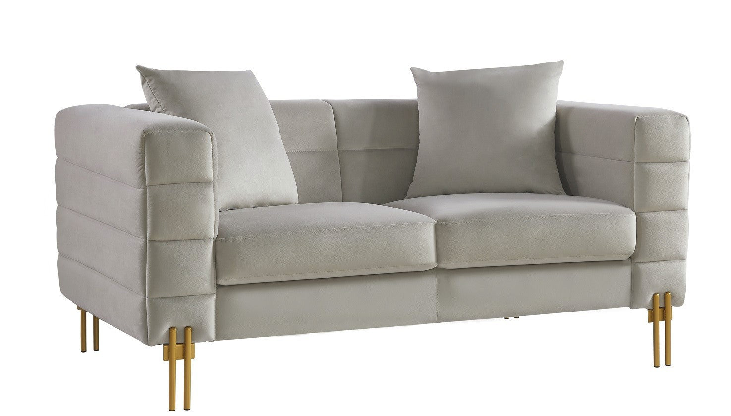 Sofá LARIOS, 2 lugares, tecido veludo cinza light 25