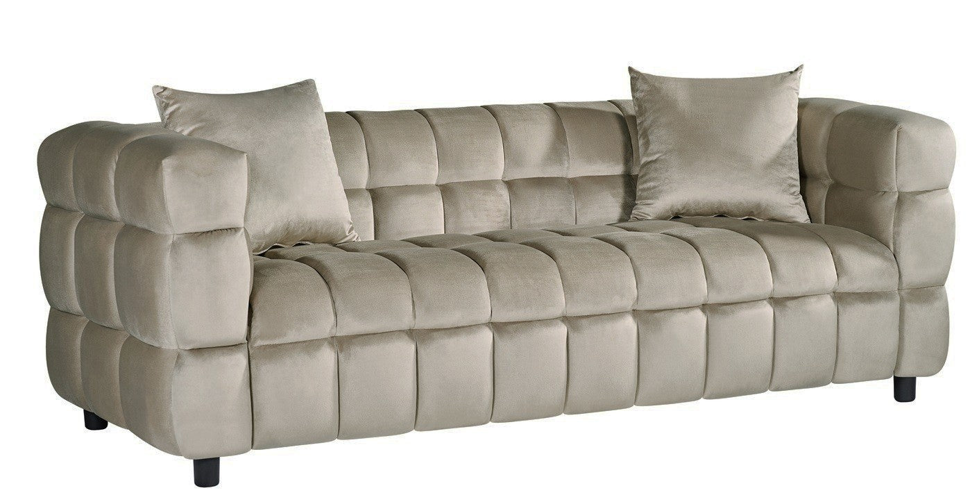 Sofá LORING, 3 lugares, tecido velvet cinza light 25